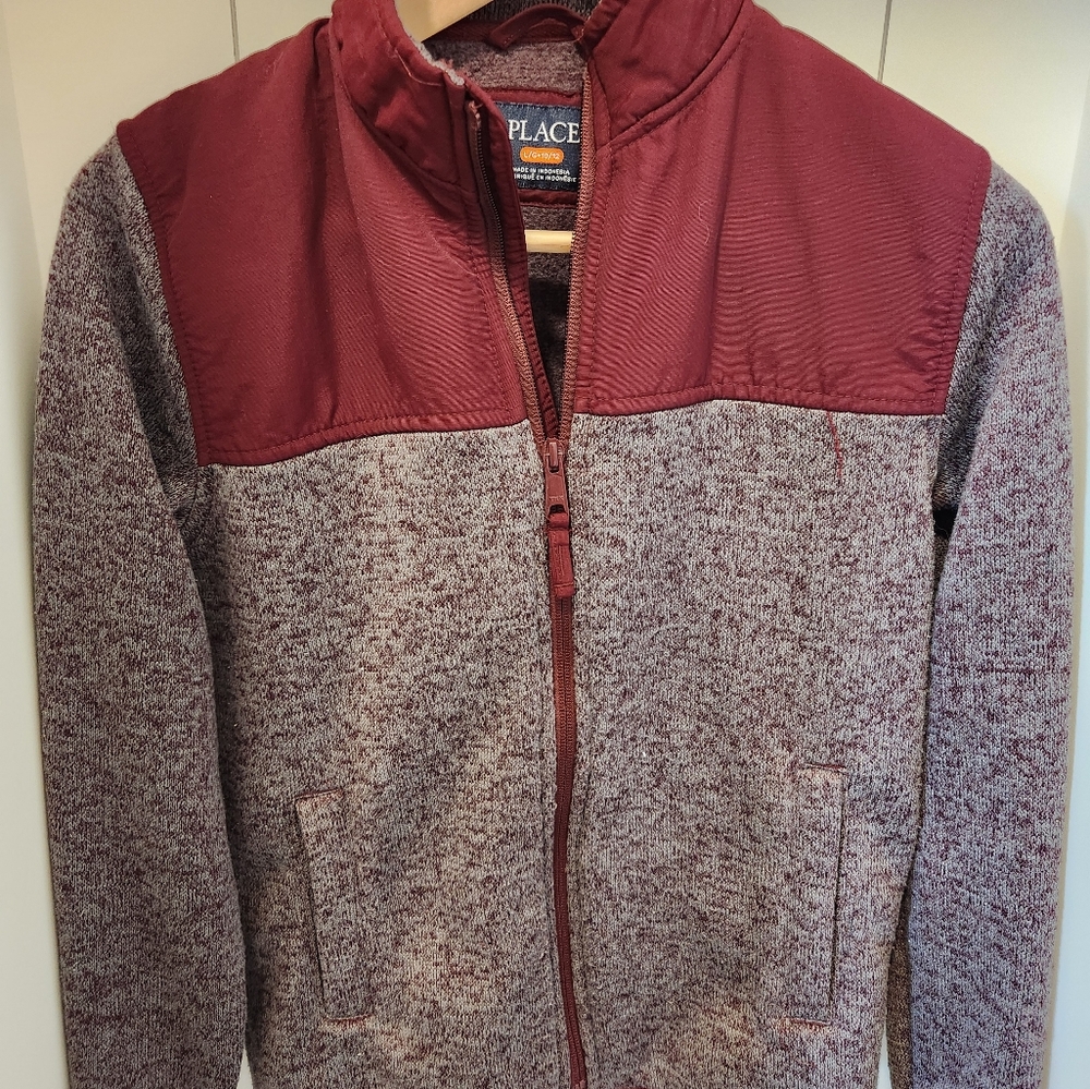 The Children's Place Red and Gray Blazer with Knit Texture